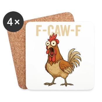 F-Caw-F Chicken Cartoon - Coasters (set of 4) - white - Front