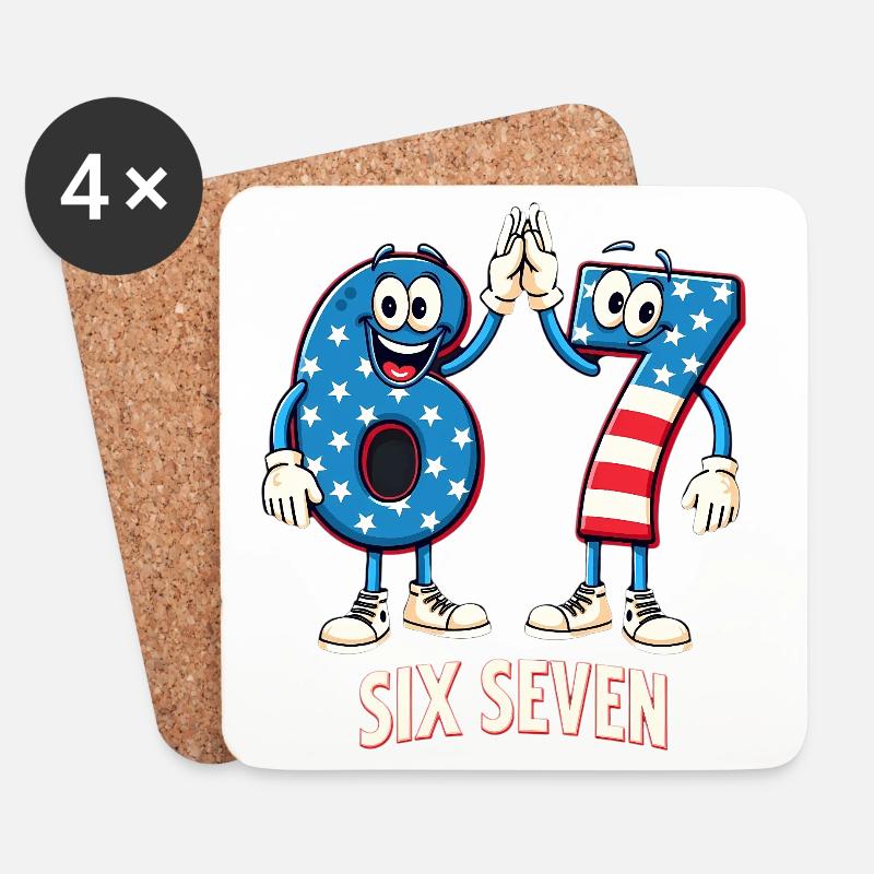 US Flag 67 Memes Six Seven - Untersetzer (4er-Set) - Weiß
