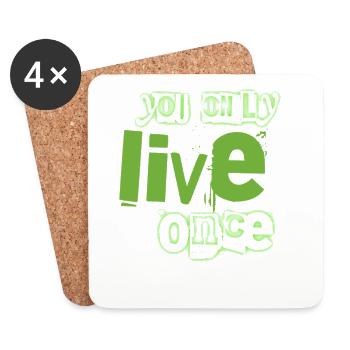 You Only Live Once Green Graffiti Look - Coasters (set of 4) - white - Front