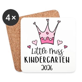 Little Miss Kindergarten 2026 Süßes Mädchen Kita - Untersetzer (4er-Set) - Weiß - Vorne