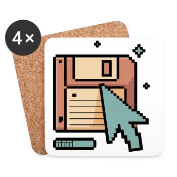 Floppy Disk Retro Internet - Coasters (set of 4) - white - Front