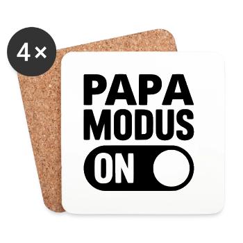 Papa Modus ON – Alltagsshirt für Väter - Untersetzer (4er-Set) - Weiß - Vorne