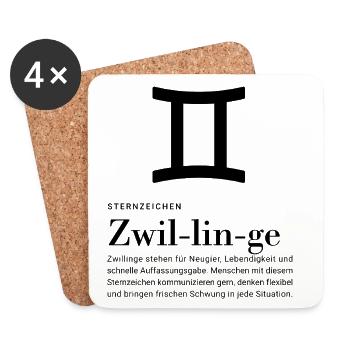 Zodiac sign Gemini - Coasters (set of 4) - white - Front