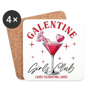 Valentine Girls Club Cocktail Illustration - Coasters (set of 4) - white - Front