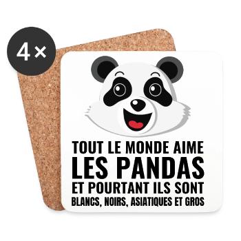 panda, diversité, amour - Dessous de verre (lot de 4) - blanc - Devant