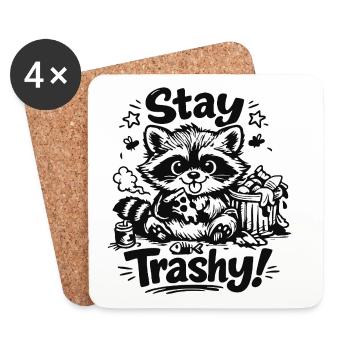 Motif de griffonnage de raton laveur trash - Dessous de verre (lot de 4) - blanc - Devant