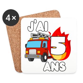 Ich bin ein 5-jähriger Feuerwehrwagen-Spaß - Untersetzer (4er-Set) - Weiß - Vorne