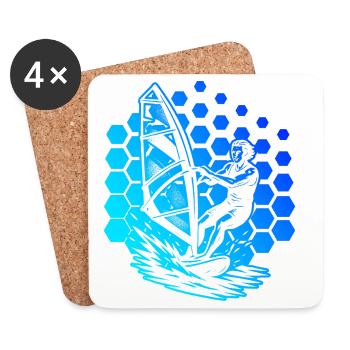 Un motif spécialement dédié à la planche à voile - Dessous de verre (lot de 4) - blanc - Devant