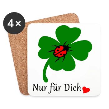 Shamrock with ladybug - Coasters (set of 4) - white - Front