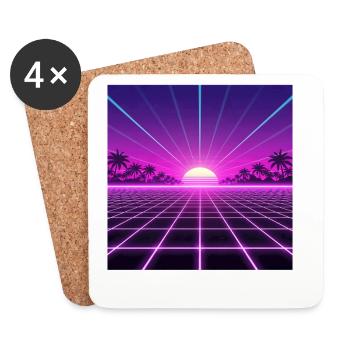 Sonnenuntergang Neon Retrogrid back to 90s - Untersetzer (4er-Set) - Weiß - Vorne