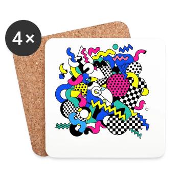 Motif Pop Art Chaos Néon - Dessous de verre (lot de 4) - blanc - Devant