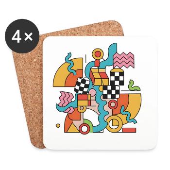 Colorful geometry in abstract style Pop Art 90s - Coasters (set of 4) - white - Front