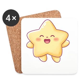 Kawaii Starlet Smile Star Kids - Coasters (set of 4) - white - Front