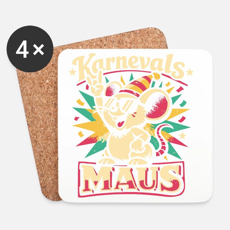 Karnevalsmaus Rock Musik Lustig Geschenk - Untersetzer (4er-Set) - Weiß