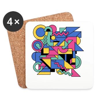 Memphis Geometrie Farbenspiel - Untersetzer (4er-Set) - Weiß - Vorne