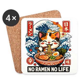 Ramen Katze Kanagawa - Untersetzer (4er-Set) - Weiß - Vorne