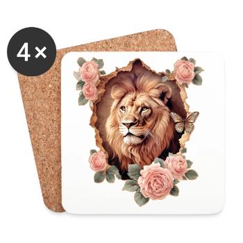 Lion Vintage - Dessous de verre (lot de 4) - blanc - Devant