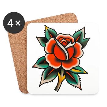 Rose Tatouée Classique - Dessous de verre (lot de 4) - blanc - Devant
