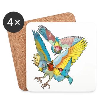 Colorful birds - Coasters (set of 4) - white - Front