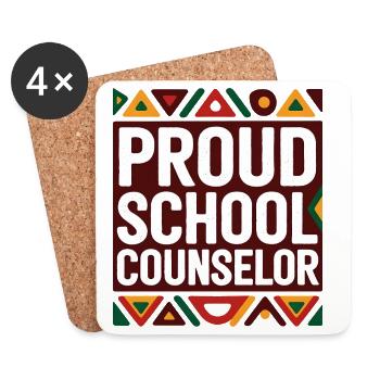 Proud School Counselor | Geometric Pattern - Coasters (set of 4) - white - Front