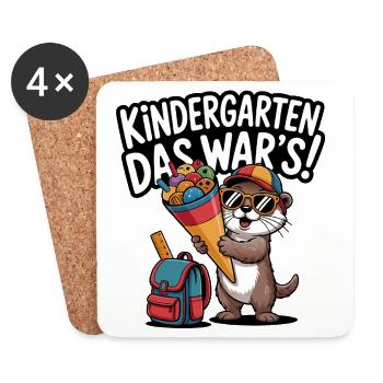 Jetzt Schulkind! Lustiger Otter zur Einschulung - Untersetzer (4er-Set) - Weiß - Vorne