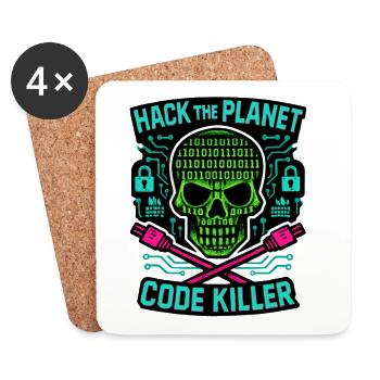 Cybersicherheit: Hack den Planeten - Untersetzer (4er-Set) - Weiß - Vorne