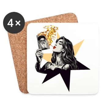 Femme feu 1 - Dessous de verre (lot de 4) - blanc - Devant