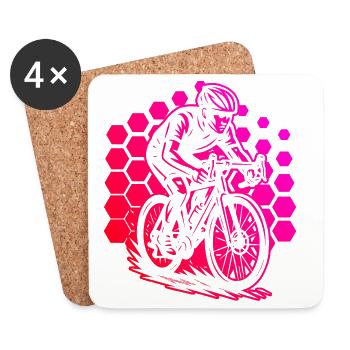 Motif minimaliste du vélo de route - Dessous de verre (lot de 4) - blanc - Devant