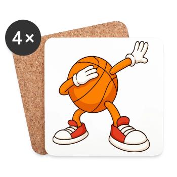 Mascotte de basket-ball couvrant le visage - Dessous de verre (lot de 4) - blanc - Devant