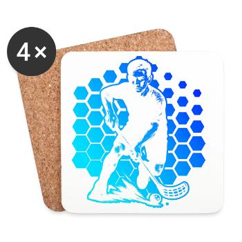 Attention fans de floorball, déclaration simple - Dessous de verre (lot de 4) - blanc - Devant
