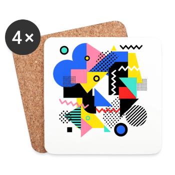 Pop Art de l’explosion géométrique des couleurs - Dessous de verre (lot de 4) - blanc - Devant