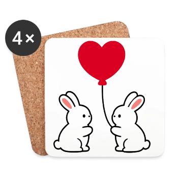 Valentines Red Heart, Valentine's Day - Coasters (set of 4) - white - Front