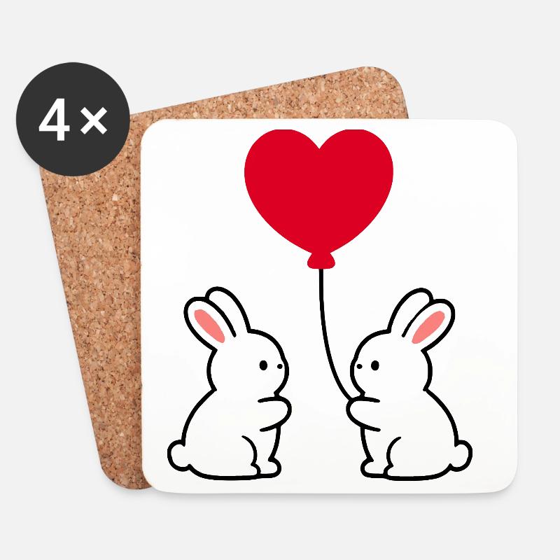 Valentinstag Rotes Herz, Valentinstag - Untersetzer (4er-Set) - Weiß