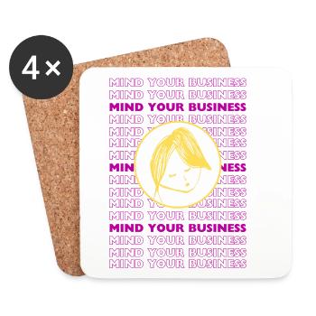 Occupez-vous de vos affaires – Minimal sarcastique de design - Dessous de verre (lot de 4) - blanc - Devant