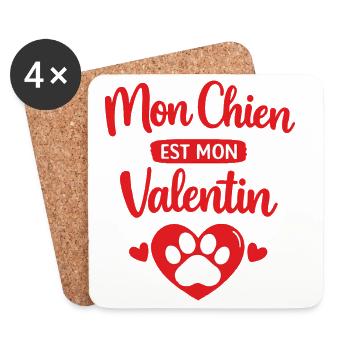 My Dog Is My Valentine's Day T-Shirt - Coasters (set of 4) - white - Front