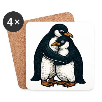 Penguin couple cuddle time - Coasters (set of 4) - white - Front