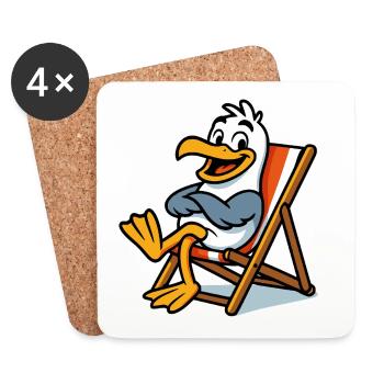 Lounge seagull on the beach - Coasters (set of 4) - white - Front