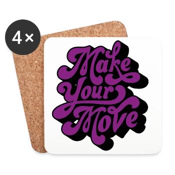 Faites votre mouvement rétro - Dessous de verre (lot de 4) - blanc - Devant