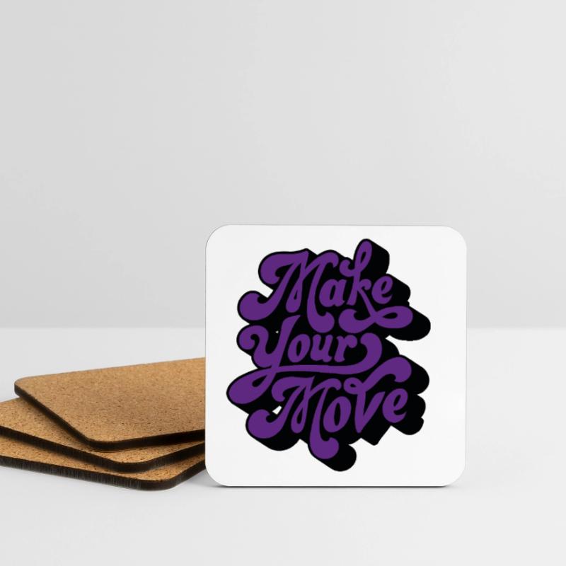 Make Your Move Retro Script Coasters (set of 4)