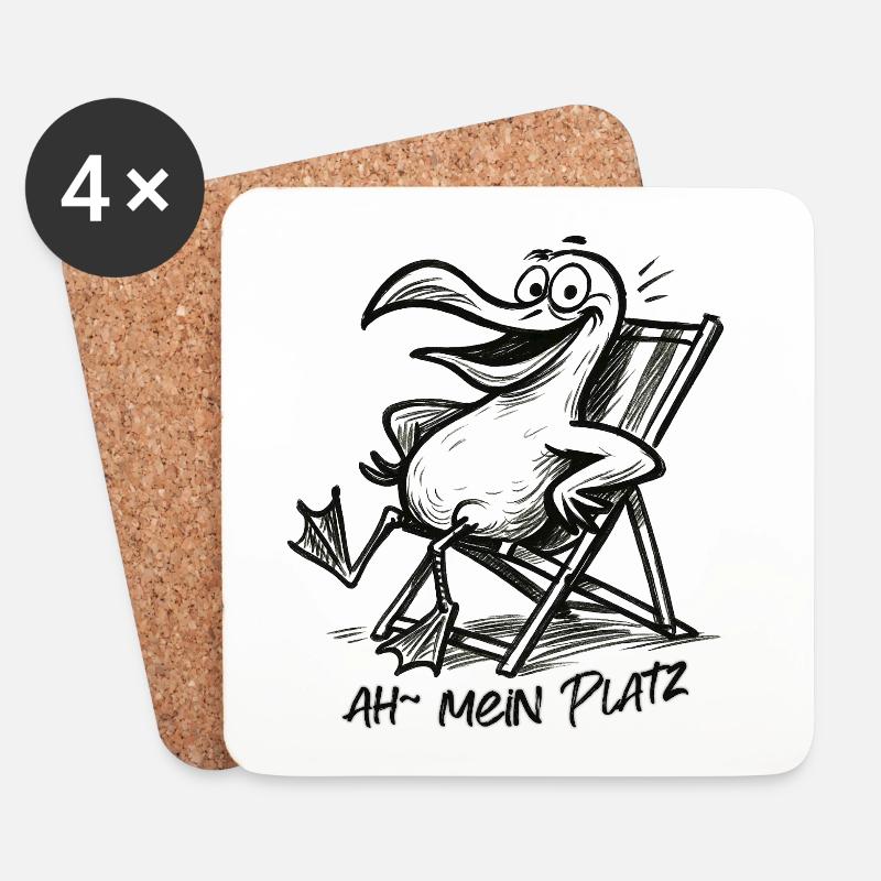 Vogel auf Strandstuhl – mein Platz - Untersetzer (4er-Set) - Weiß