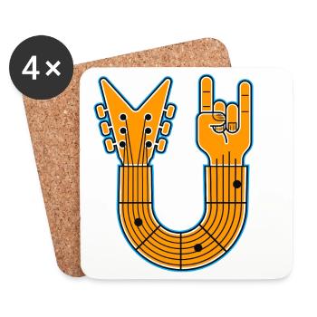 U-Shape Guitar & Rock Hand - Untersetzer (4er-Set) - Weiß - Vorne