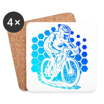 Roadbike motif with recognition value - Coasters (set of 4) - white - Front