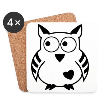 Moon Owl - Les produits célestes originaux - Dessous de verre (lot de 4) - blanc - Devant