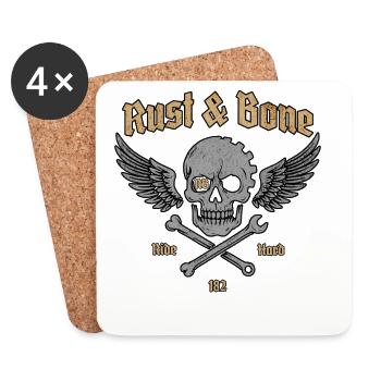 Rust Bone Motorrad Skull Wing Design - Untersetzer (4er-Set) - Weiß - Vorne