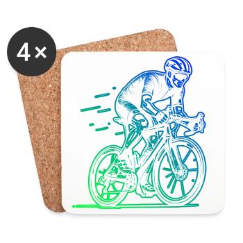 Motif emblématique du vélo de route - Dessous de verre (lot de 4) - blanc - Devant