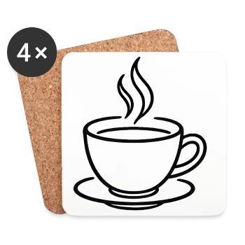 Tasse à café en lignes minimales - Dessous de verre (lot de 4) - blanc - Devant