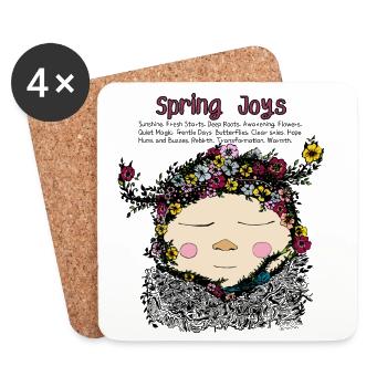 Spring Joy Gnome – Gemütliche Naturillustration - Untersetzer (4er-Set) - Weiß - Vorne