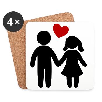Couple In Love Heart - Coasters (set of 4) - white - Front