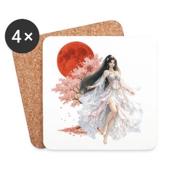 Moonlit Blossom Enchantress - Coasters (set of 4) - white - Front