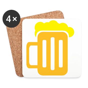 Glas Bier - Untersetzer (4er-Set) - Weiß - Vorne
